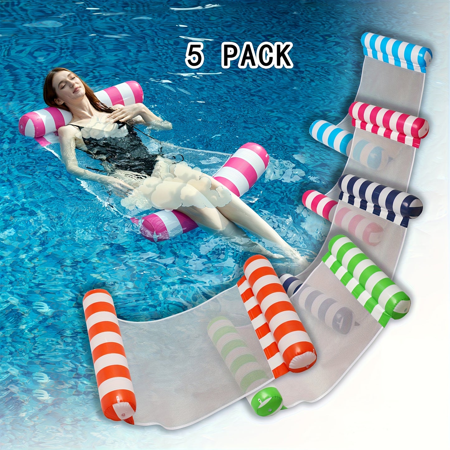 Lucky Rain 5pc Inflatable All In One Pool Float Lounge Set