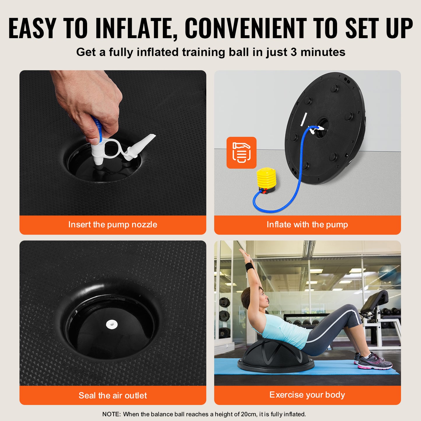 VEVOR 23 Inch Half Exercise Ball With Resistance Band