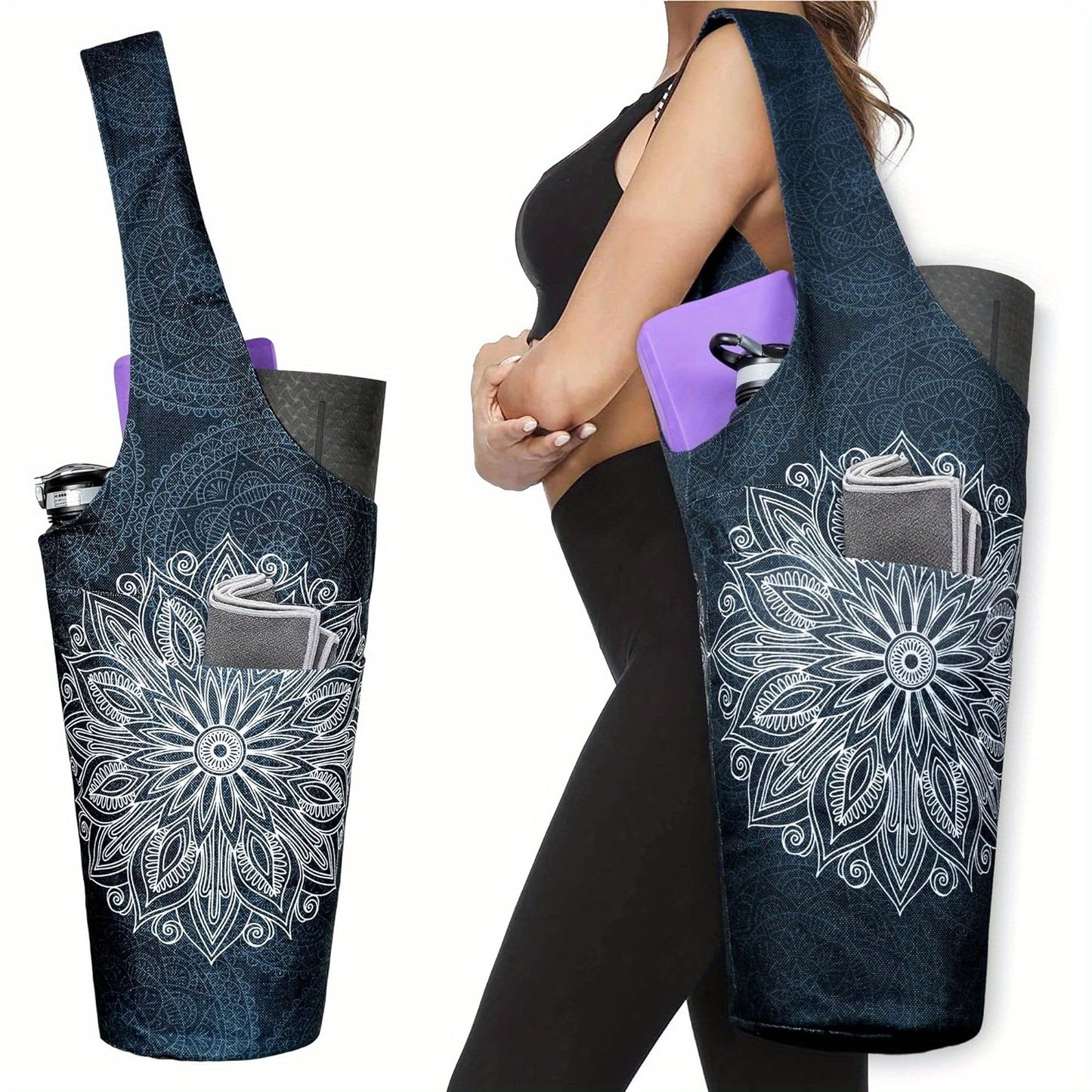 Yoga Mat Bag Long Tote With Pockets Fits Most Mats Now