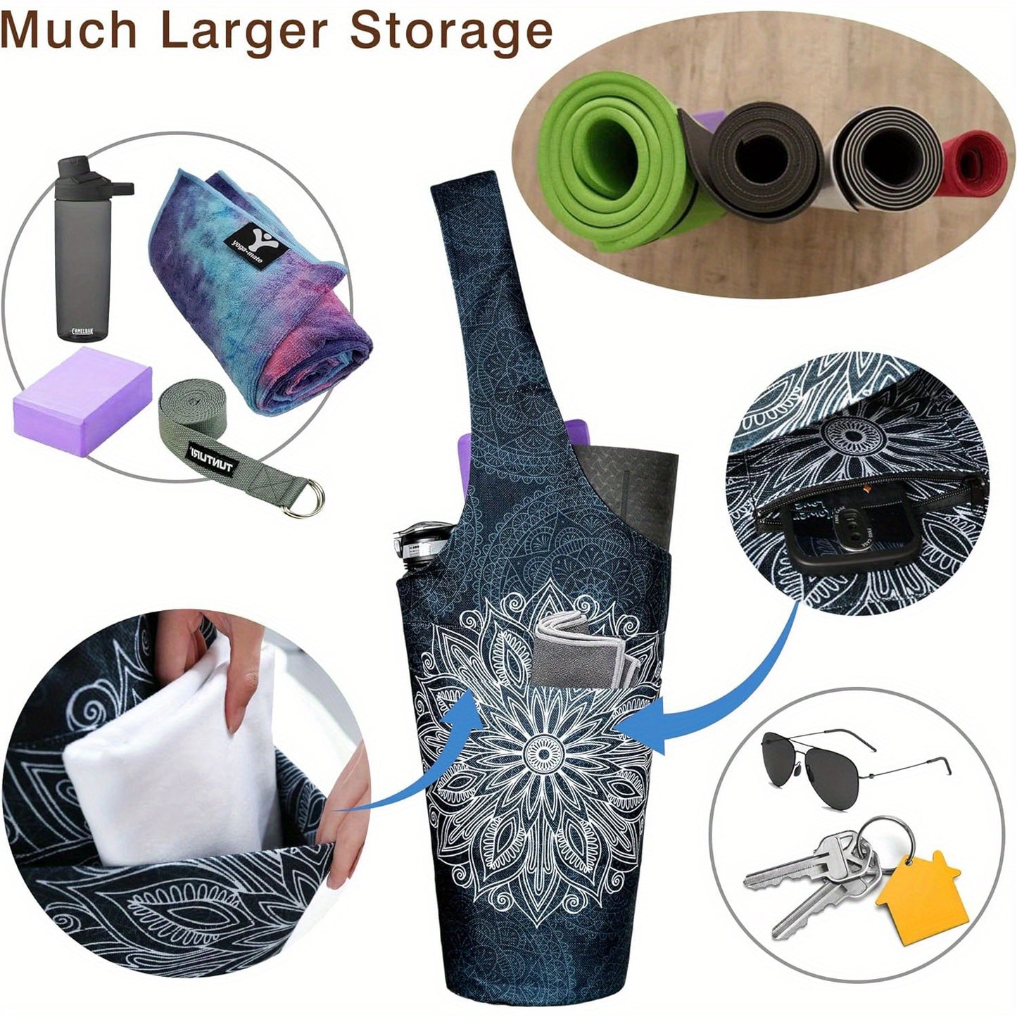 Yoga Mat Bag Long Tote With Pockets Fits Most Mats Now