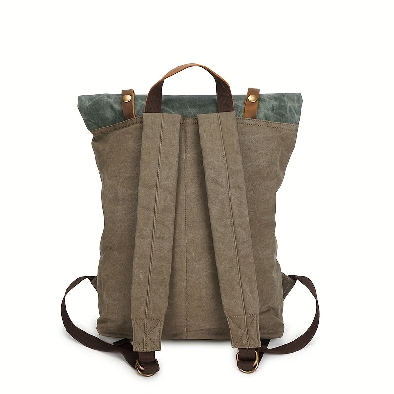 Retro Pepper Salt Tactical Canvas Backpack For Camping
