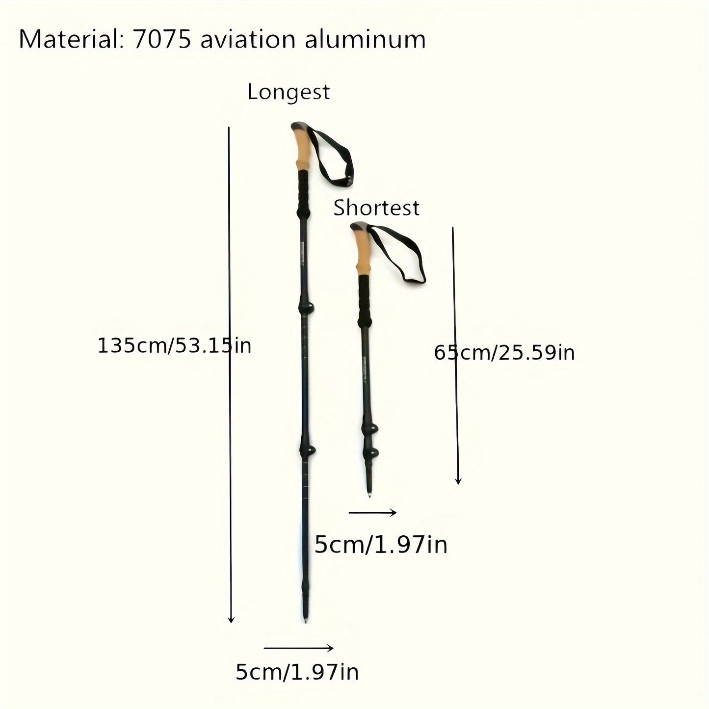 Lightweight Foldable Walking Sticks 7075 Aluminum Cork Grip
