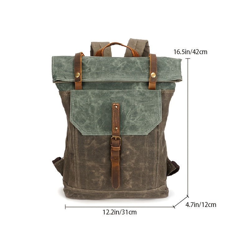 Retro Pepper Salt Tactical Canvas Backpack For Camping
