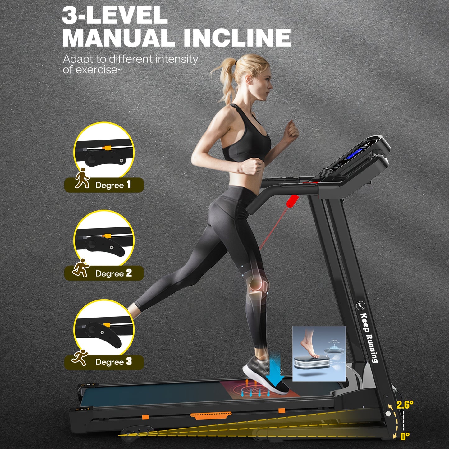 FYC Folding Treadmill With Incline 330Lb Capacity Compact
