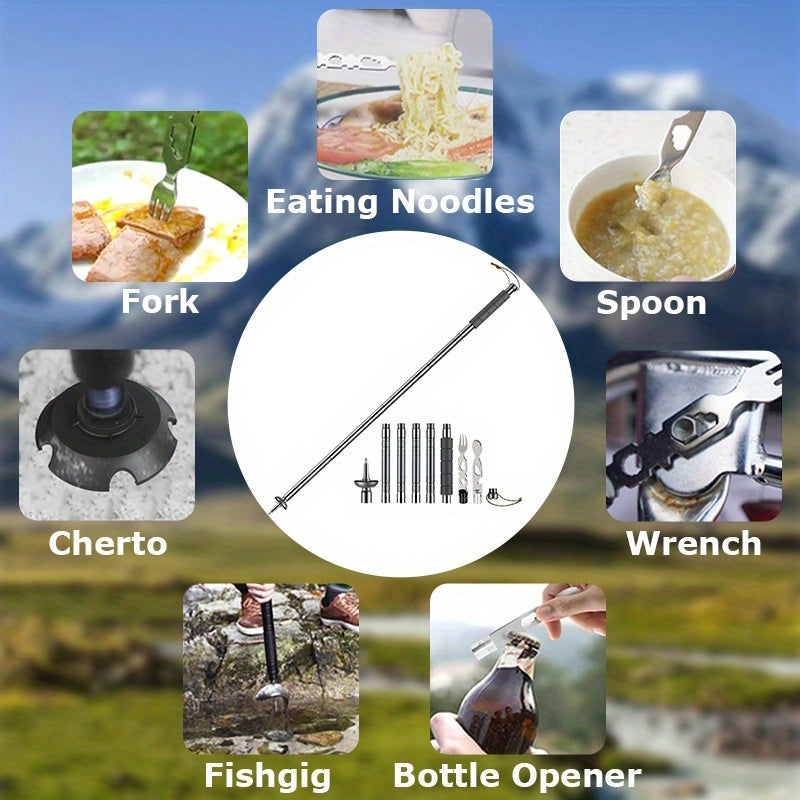 Adjustable Trekking Poles With Fork And Spoon For Camping