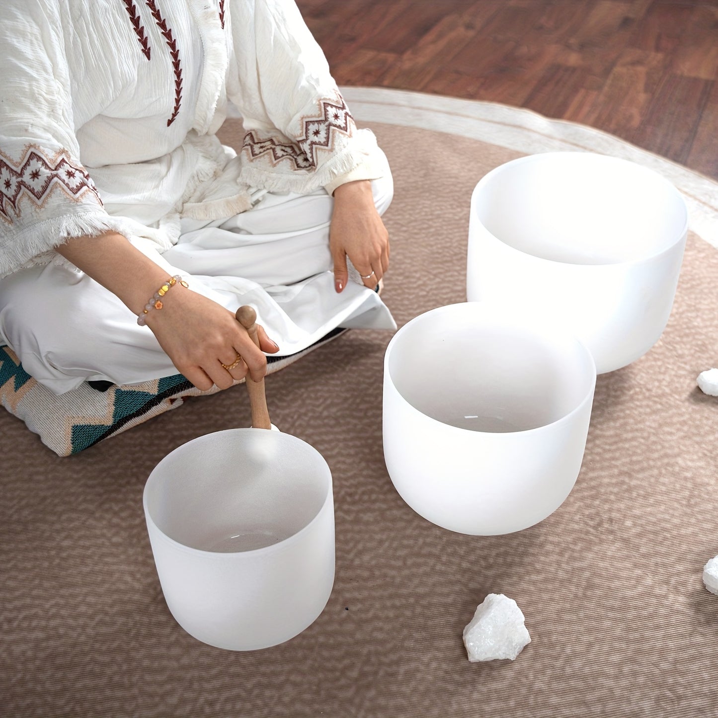 ZenFreq Quartz Crystal Singing Bowls Set 7 To 11 Inch Case