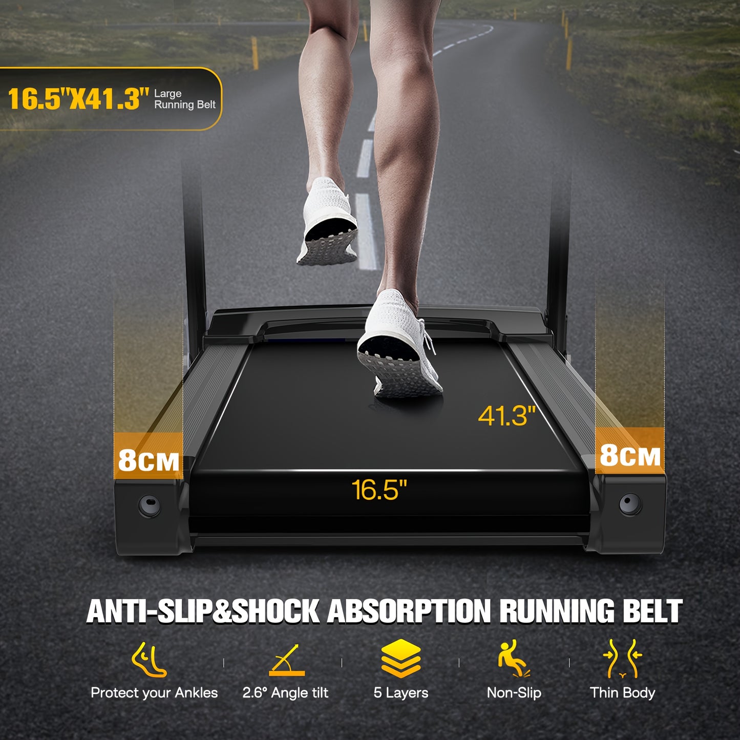 FYC Folding Treadmill With Incline 330Lb Capacity Compact