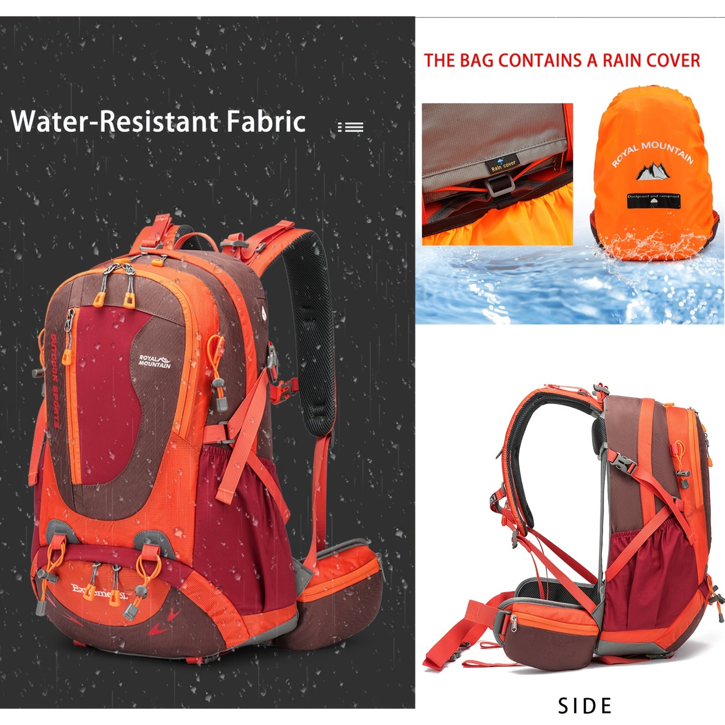 Large Capacity Hiking Backpack Lightweight Nylon Waterproof