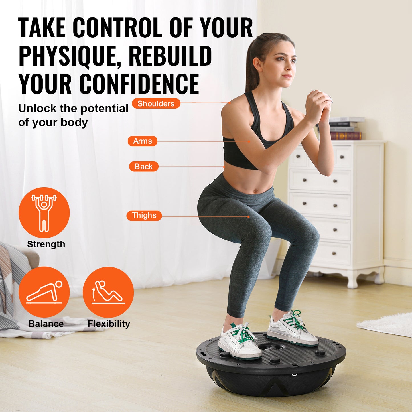 VEVOR 23 Inch Half Exercise Ball With Resistance Band