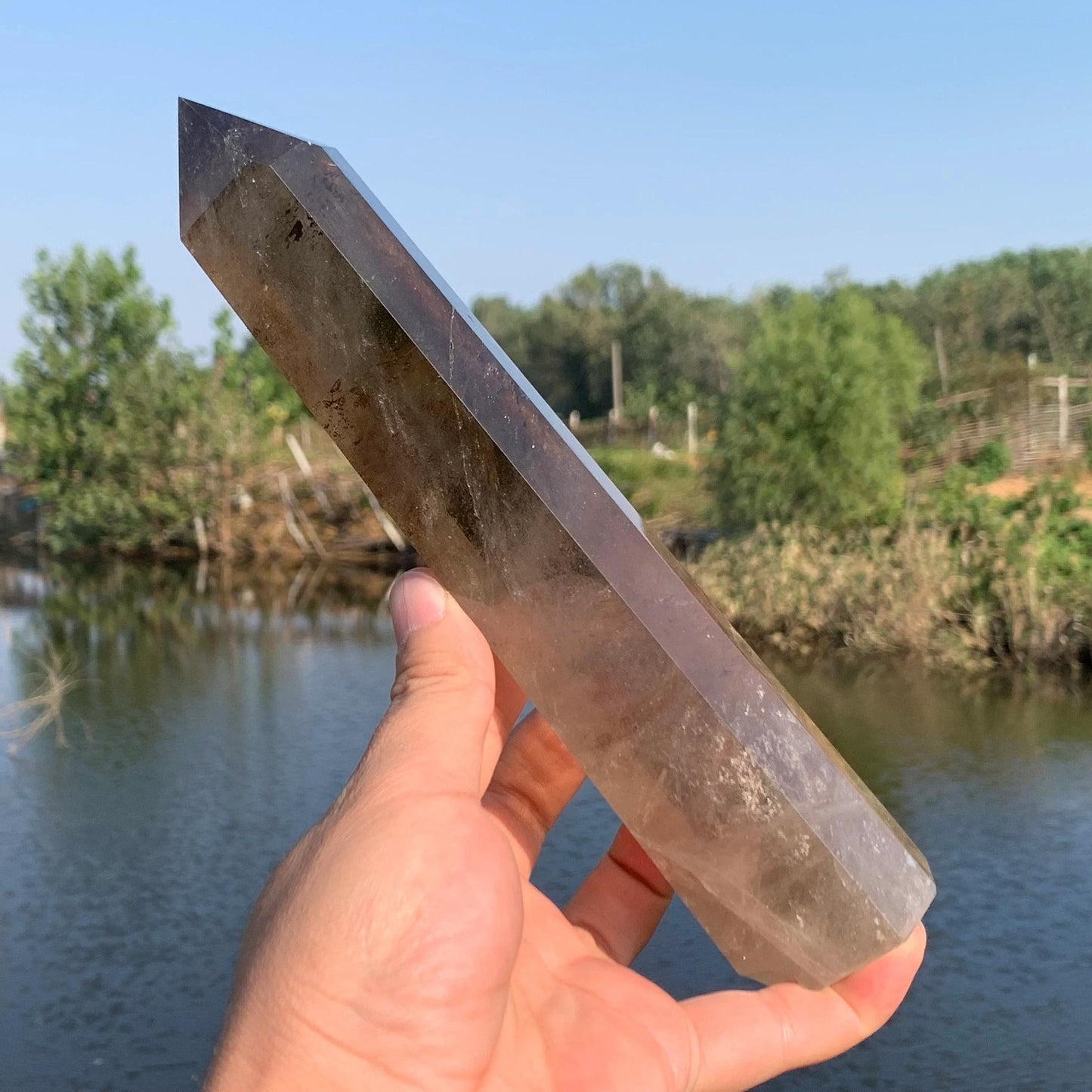 Smokey Quartz Obelisk Wand Crystal Boho Home Decor Gift