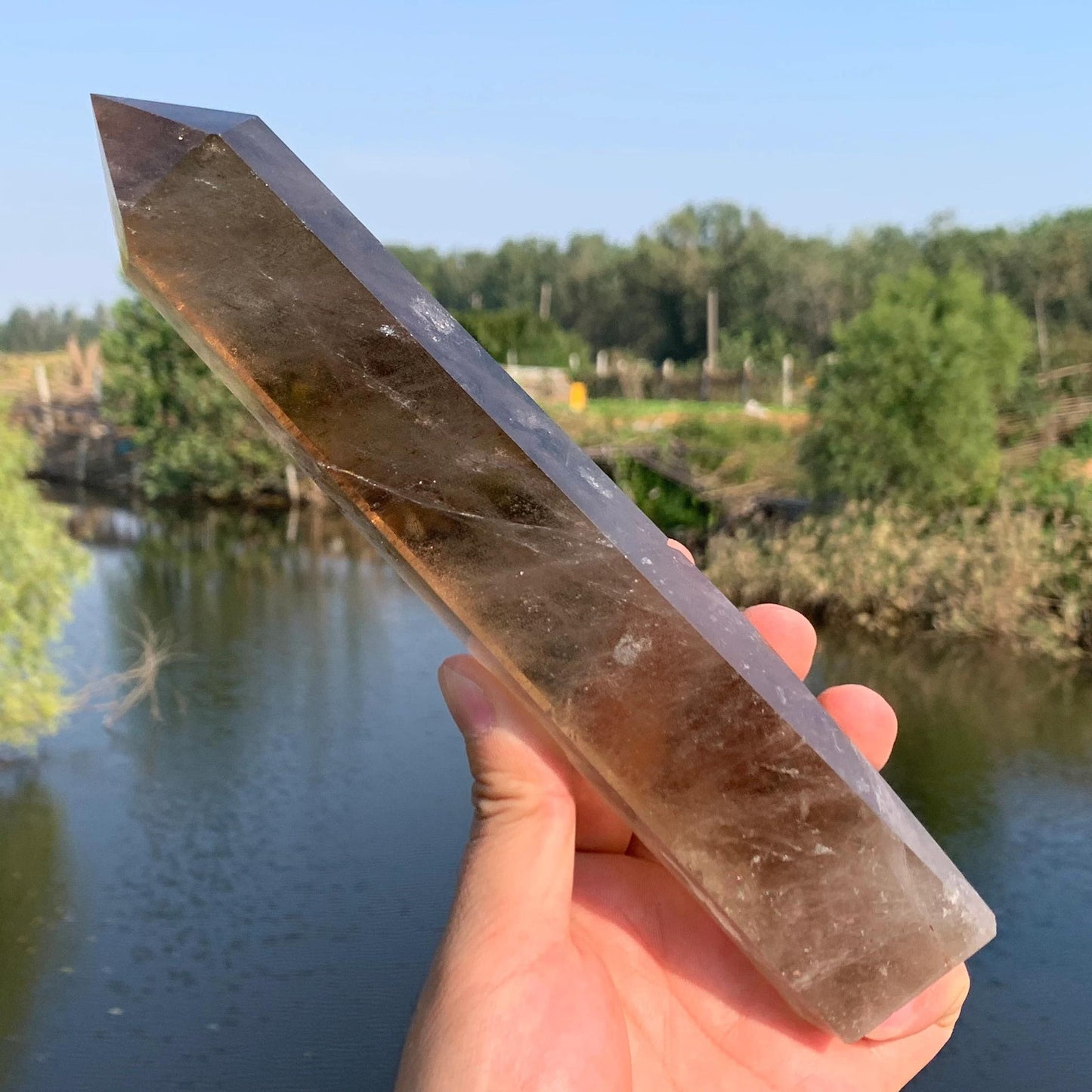 Smoky Quartz Obelisk Wand Crystal Boho Home Decor Gift