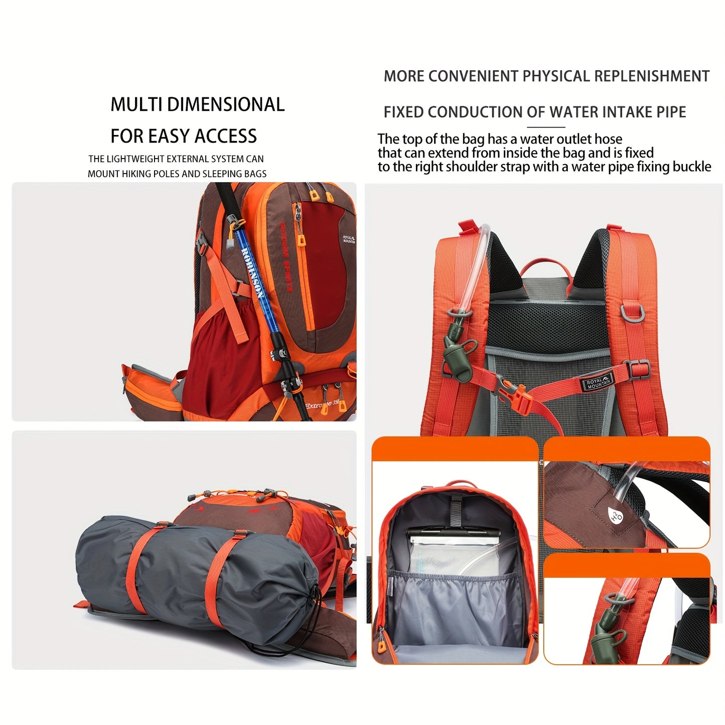 Large Capacity Hiking Backpack Lightweight Nylon Waterproof