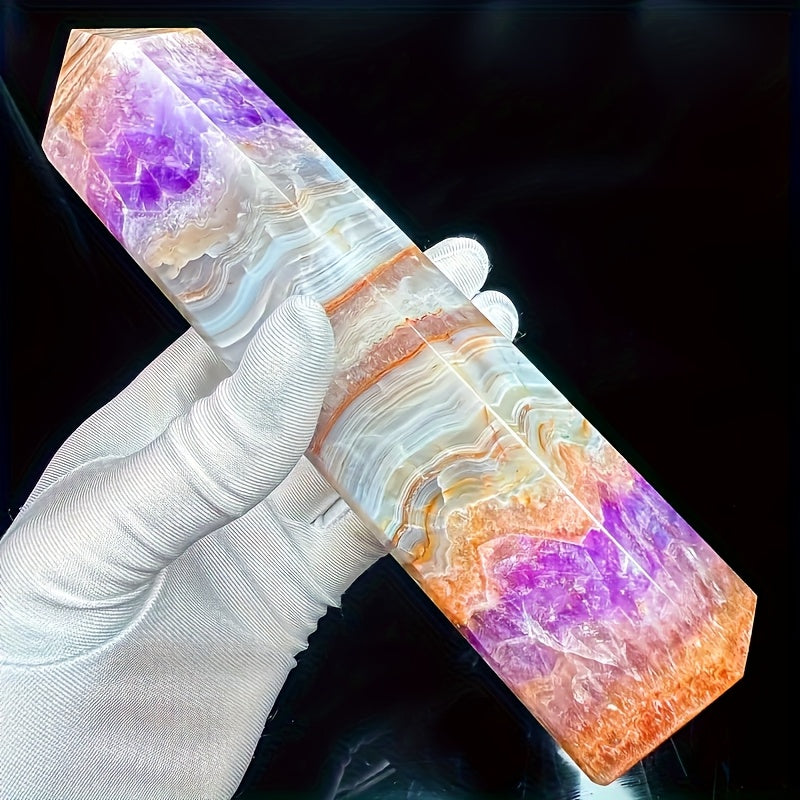 5A Amethyst Lace Agate Crystal Tower Home Decor Gift