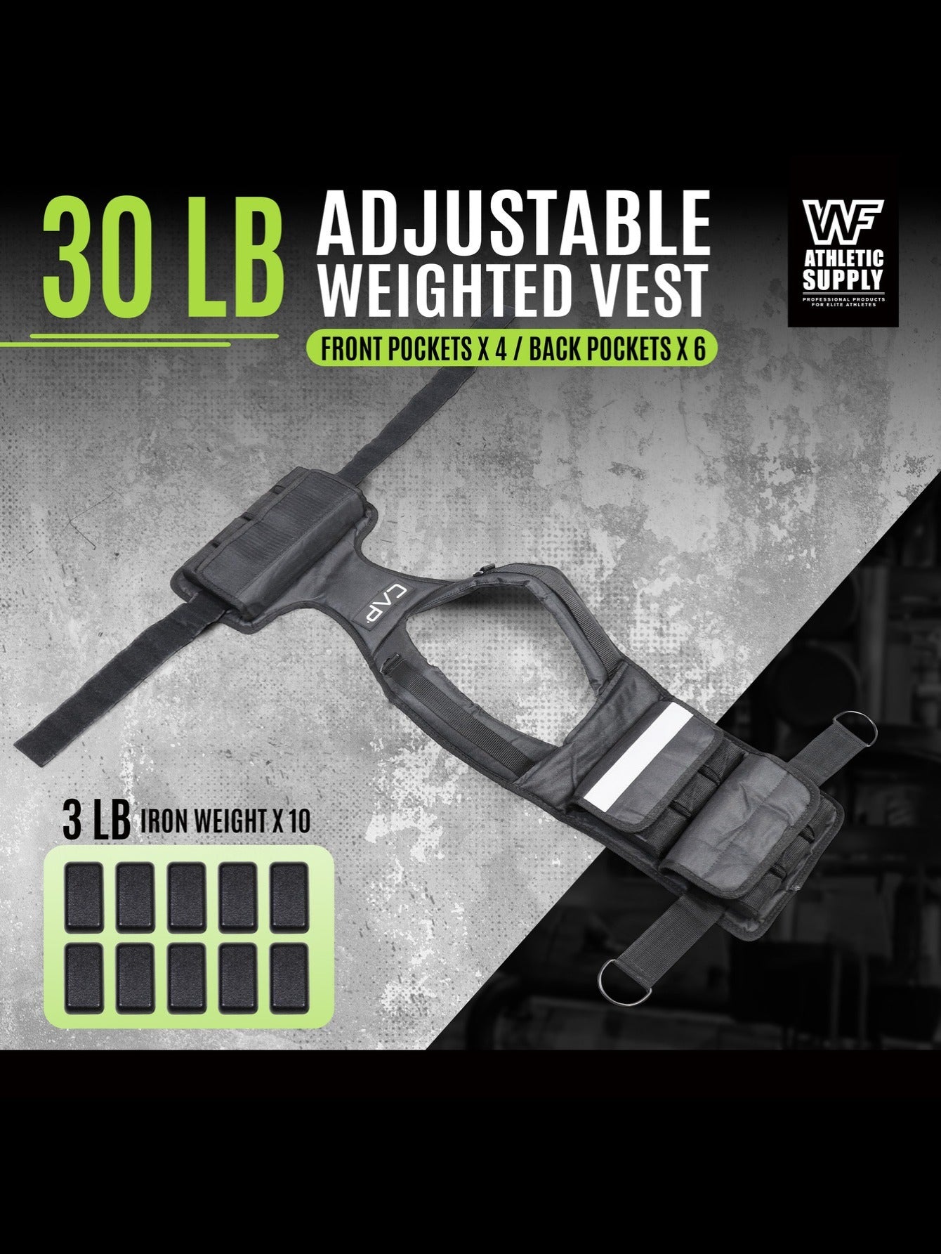 Caphaus 30 Lb Adjustable Weighted Vest For Strength