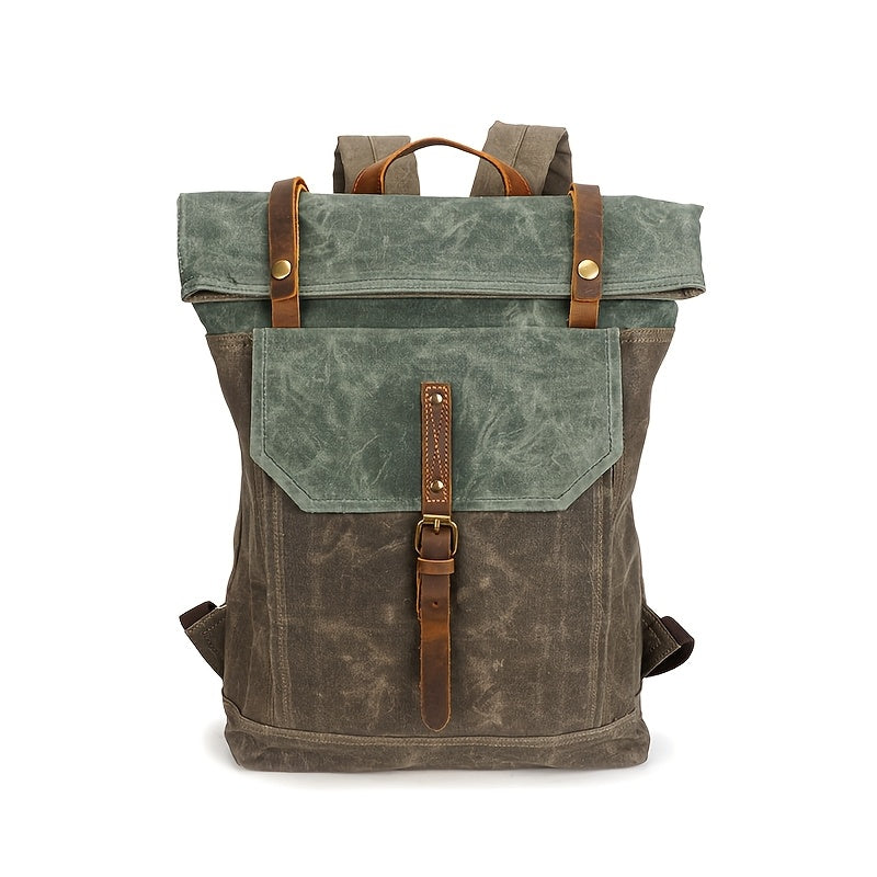 Retro Pepper Salt Tactical Canvas Backpack For Camping
