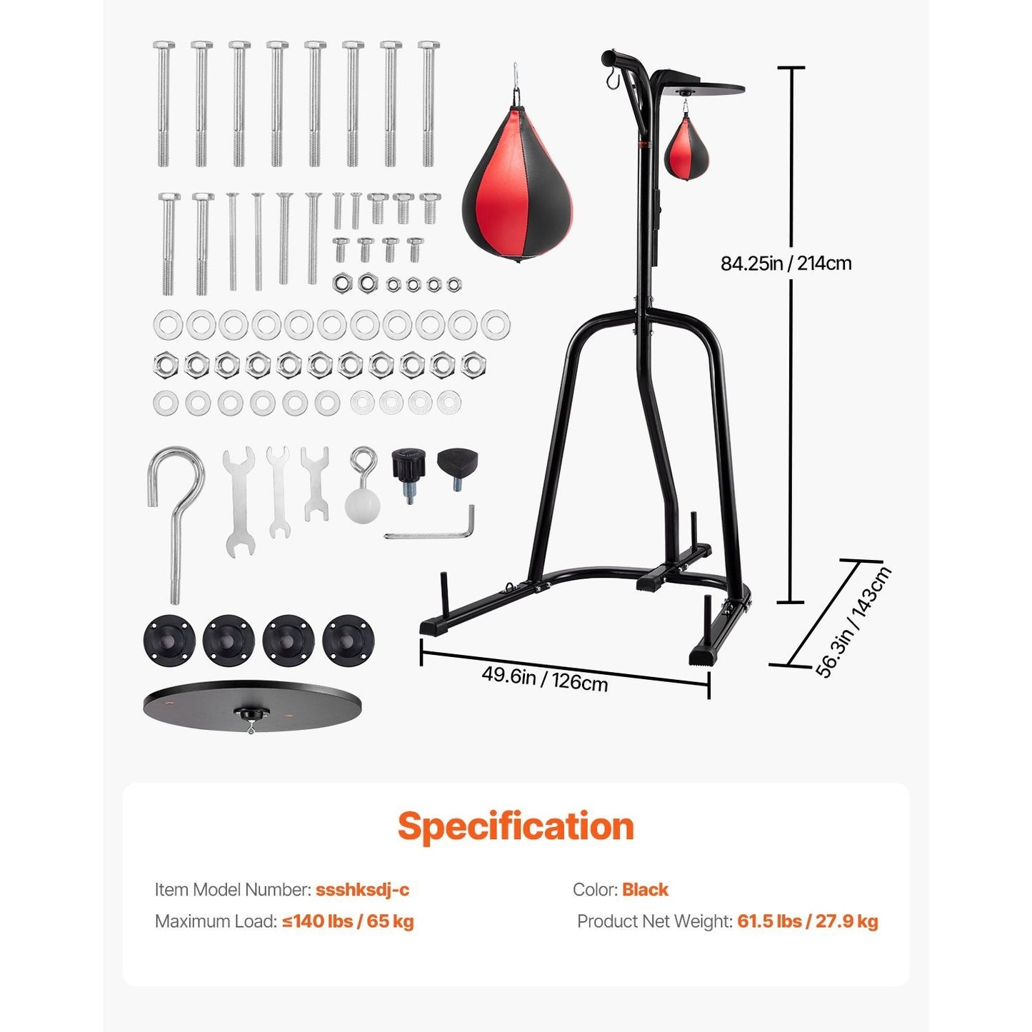 Vevor 2 In 1 Heavy Duty Punching Bag Frame Stand Fitness