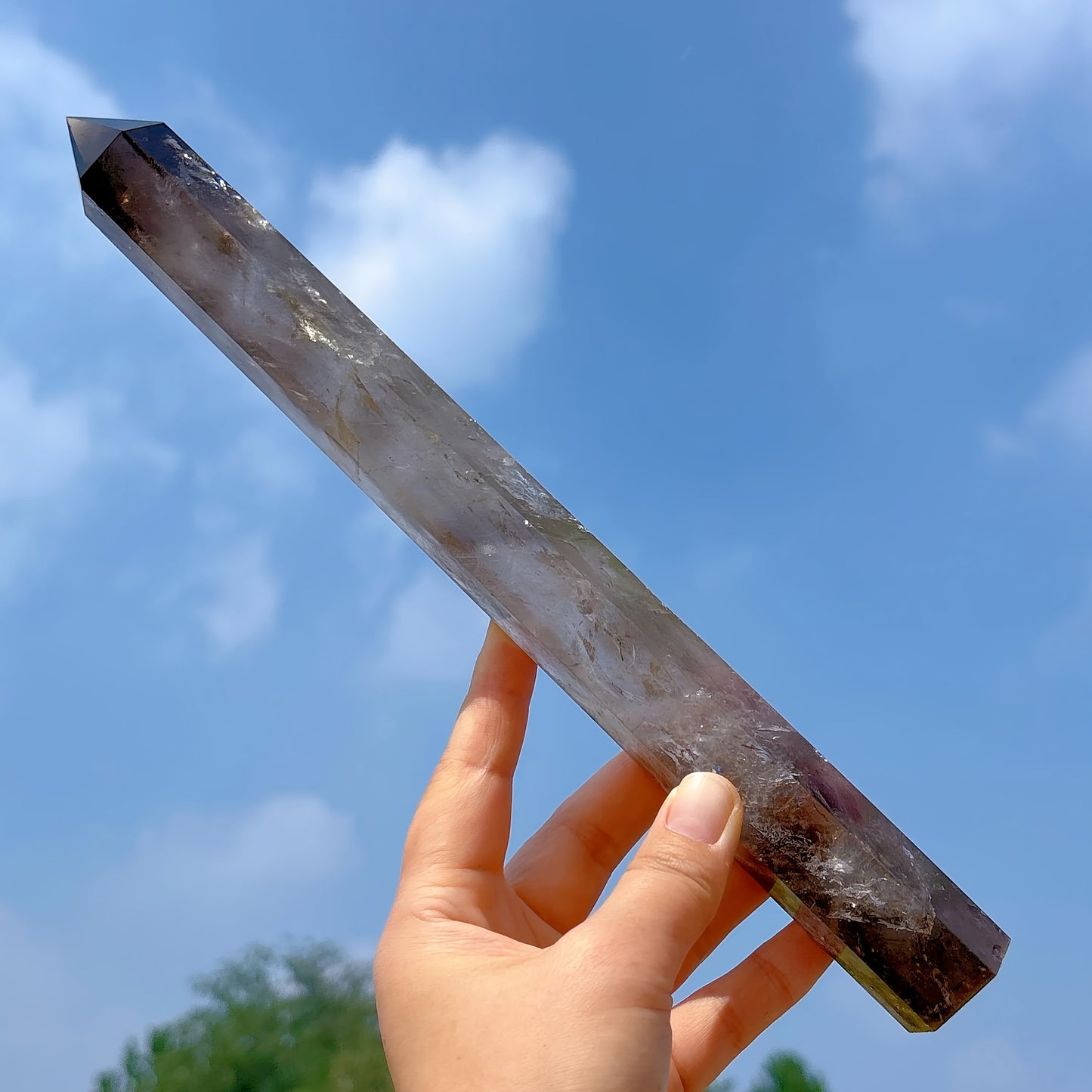 Smokey Quartz Obelisk Wand Crystal Boho Home Decor Gift