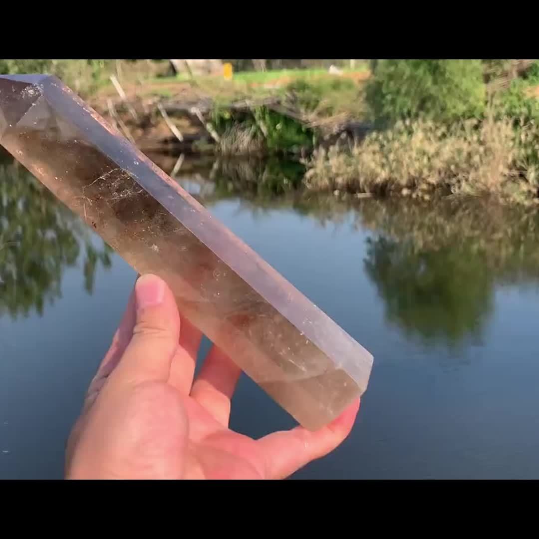 Smokey Quartz Obelisk Wand Crystal Boho Home Decor Gift