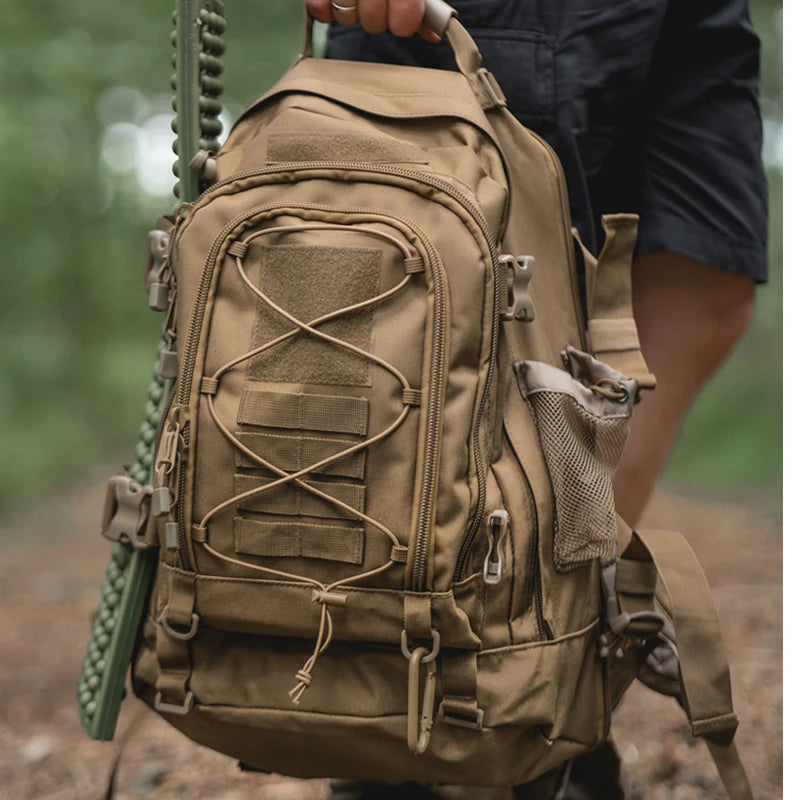 65L Outdoor Tactical Backpack for Men Large Capacity Military Hiking Rucksack