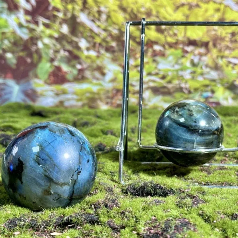 Natural Blue Labradorite Hand Carved Sphere for Home Decor and Healing