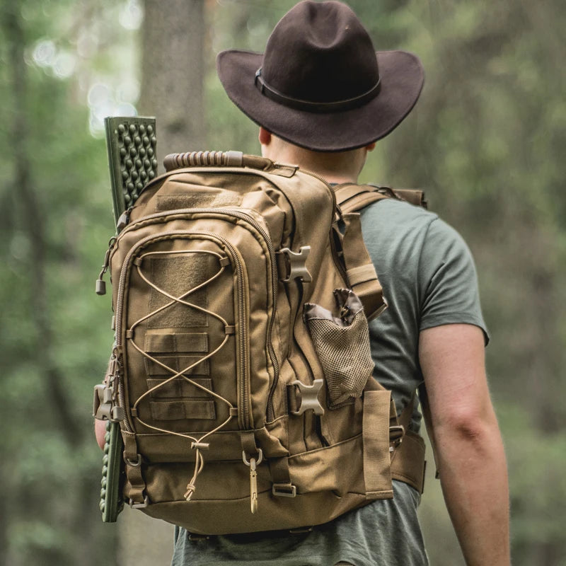 65L Outdoor Tactical Backpack for Men Large Capacity Military Hiking Rucksack