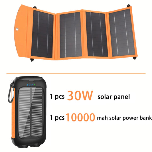 Foldable 30W Solar Panel 10000mAh Power Bank Dual Output