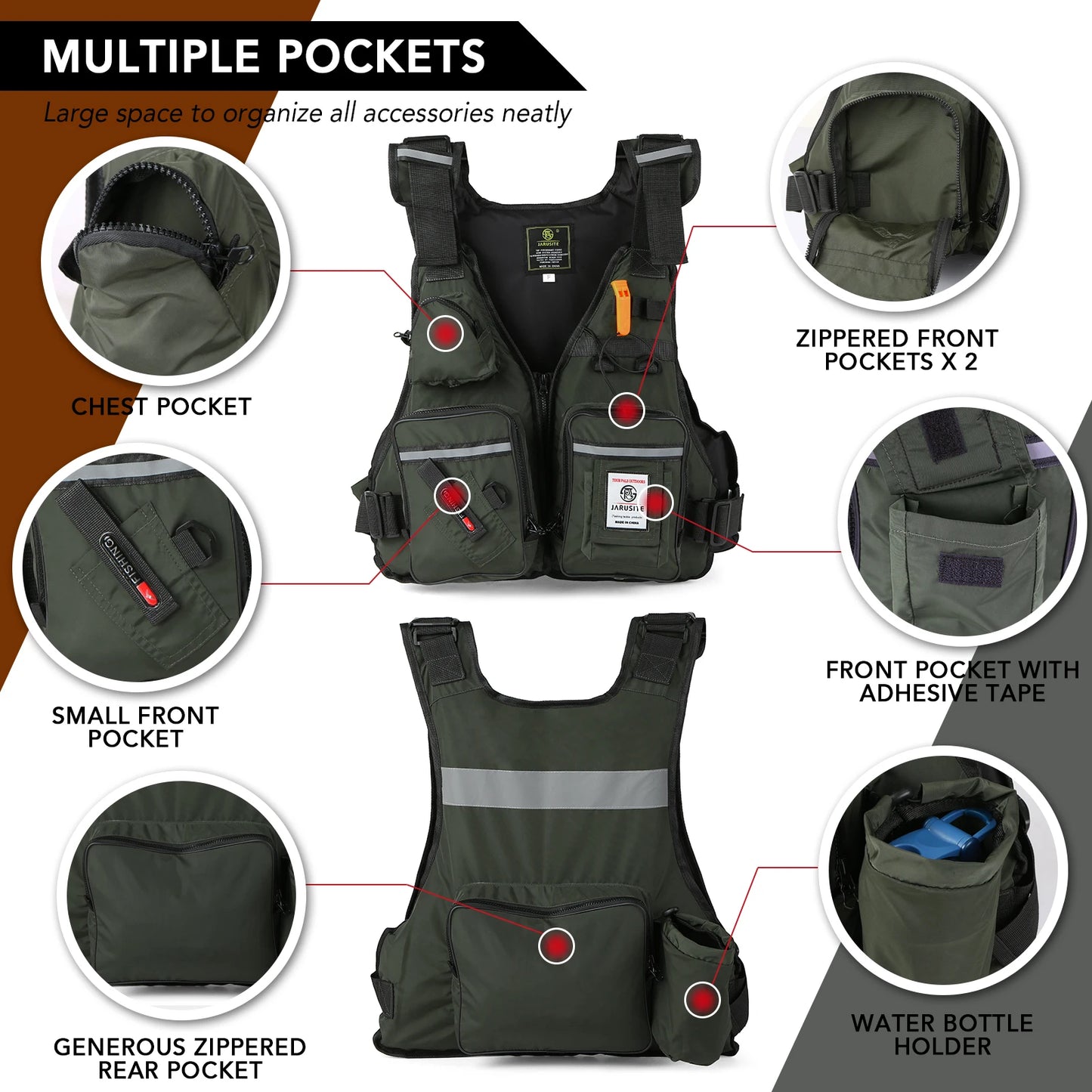 Men's Waterproof Fishing Vest with Multi Pockets and Adjustable Fit 2022