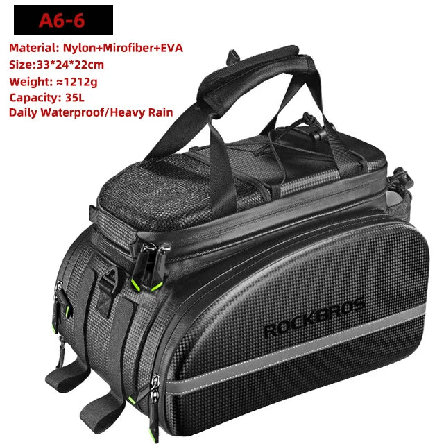 Rockbros 3 In 1 Waterproof Bike Panniers Carrier Trunk Bag 35L Rear Rack Bag