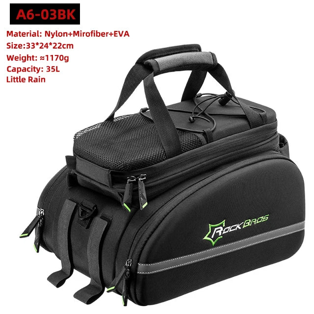 Rockbros 3 In 1 Waterproof Bike Panniers Carrier Trunk Bag 35L Rear Rack Bag