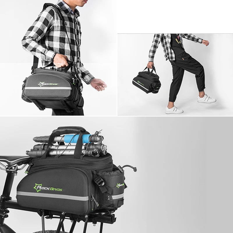 Rockbros 3 In 1 Waterproof Bike Panniers Carrier Trunk Bag 35L Rear Rack Bag