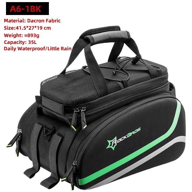Rockbros 3 In 1 Waterproof Bike Panniers Carrier Trunk Bag 35L Rear Rack Bag