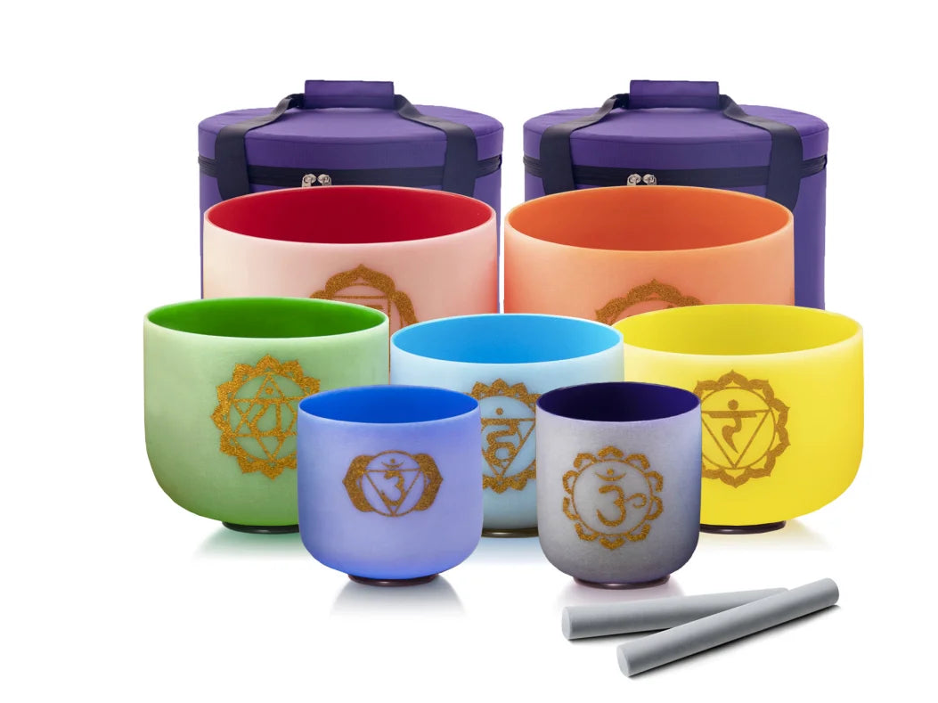 Hye Eun Pink Quartz Crystal Singing Bowl Set 7 Piece Chakra