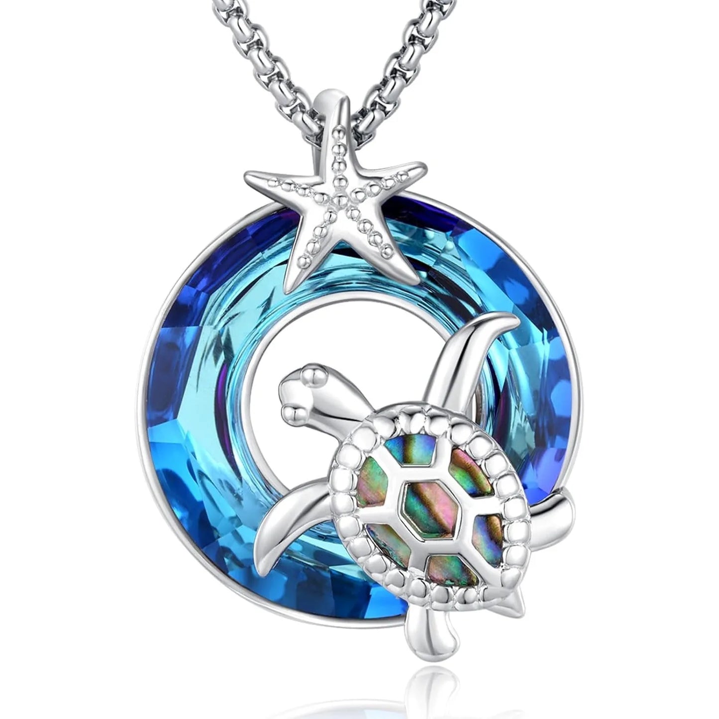 Sterling Silver Turtle Crystal Pendant Necklace for Animal Lovers