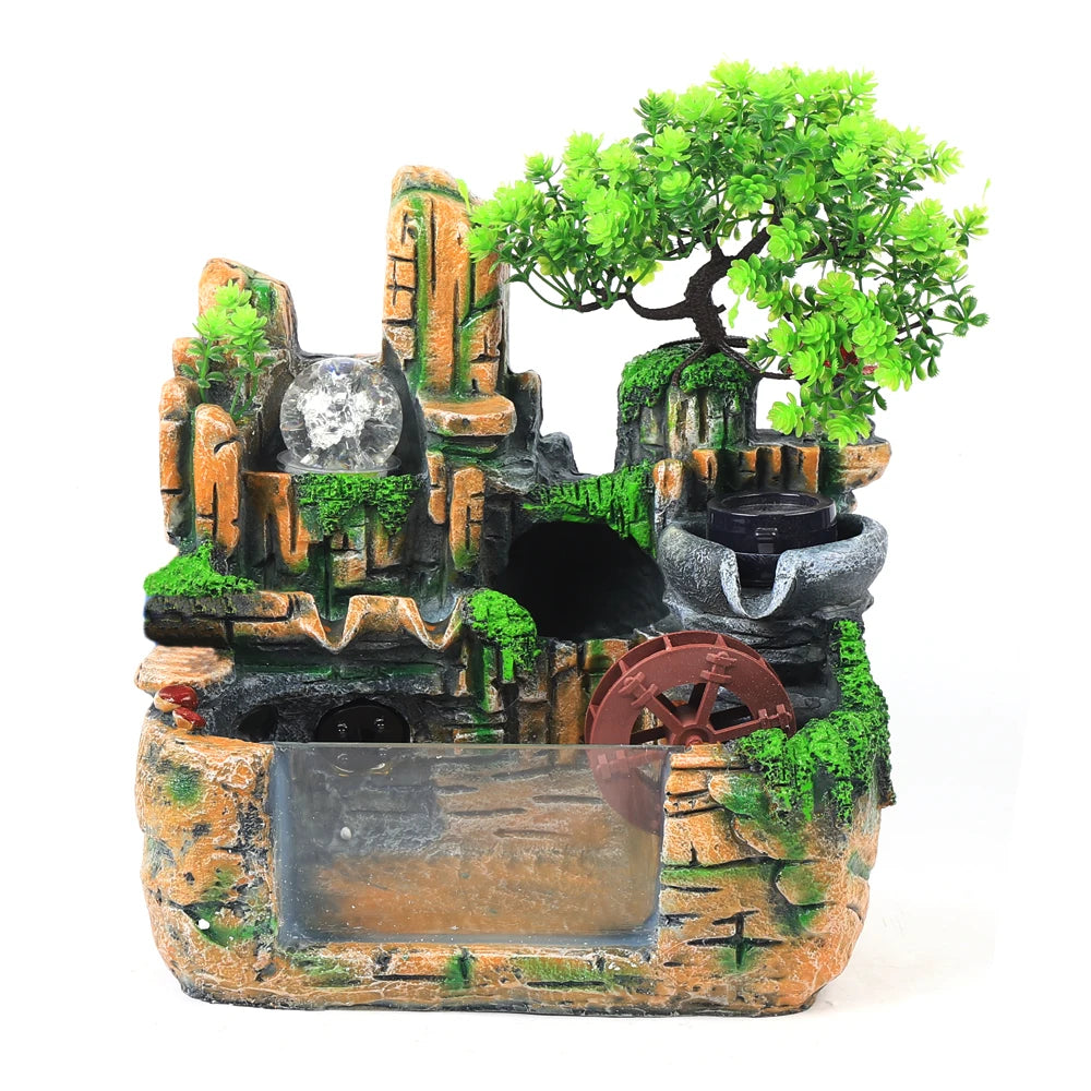 Resin Waterfall Desktop Fountain for Home and Office Decoration