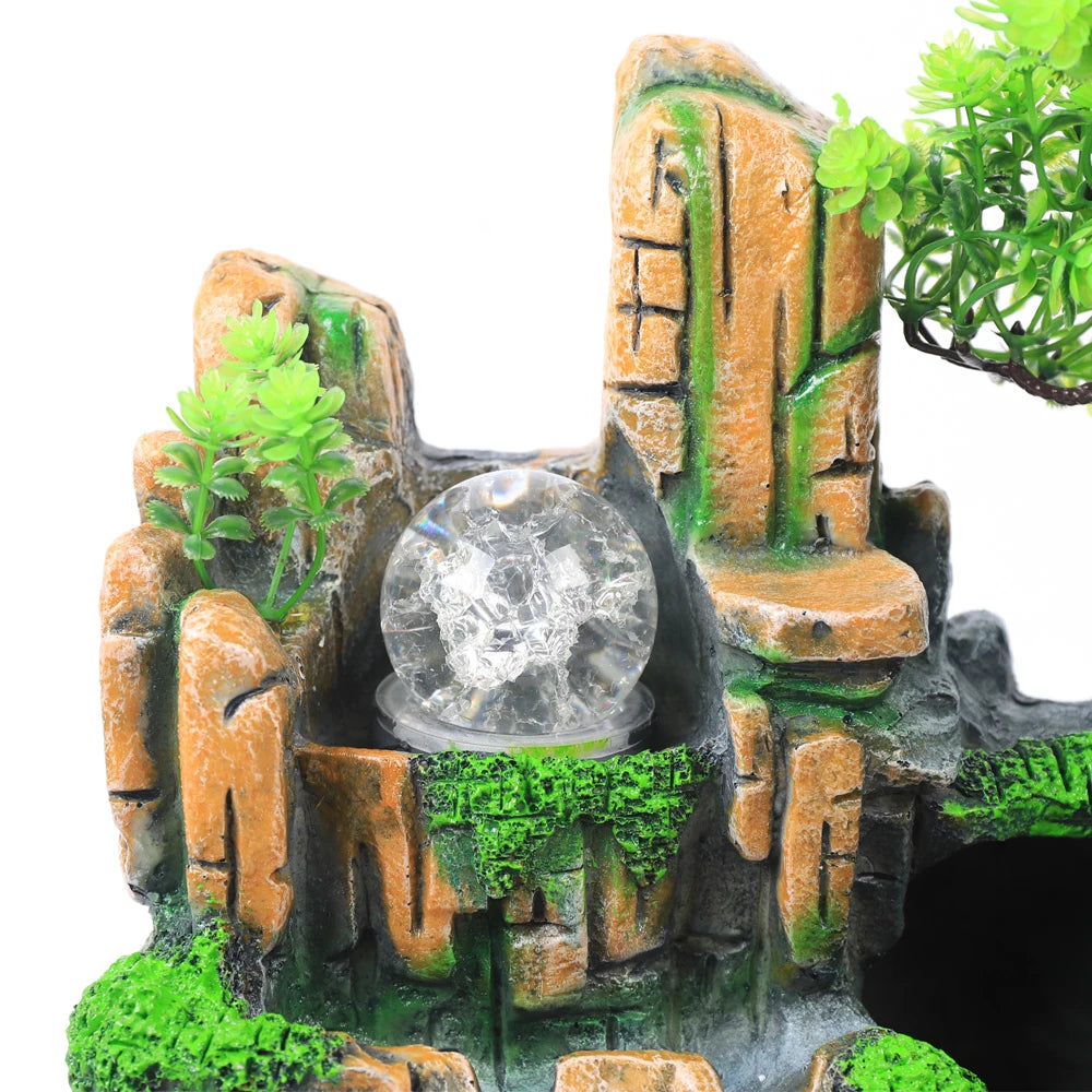 Resin Waterfall Desktop Fountain for Home and Office Decoration