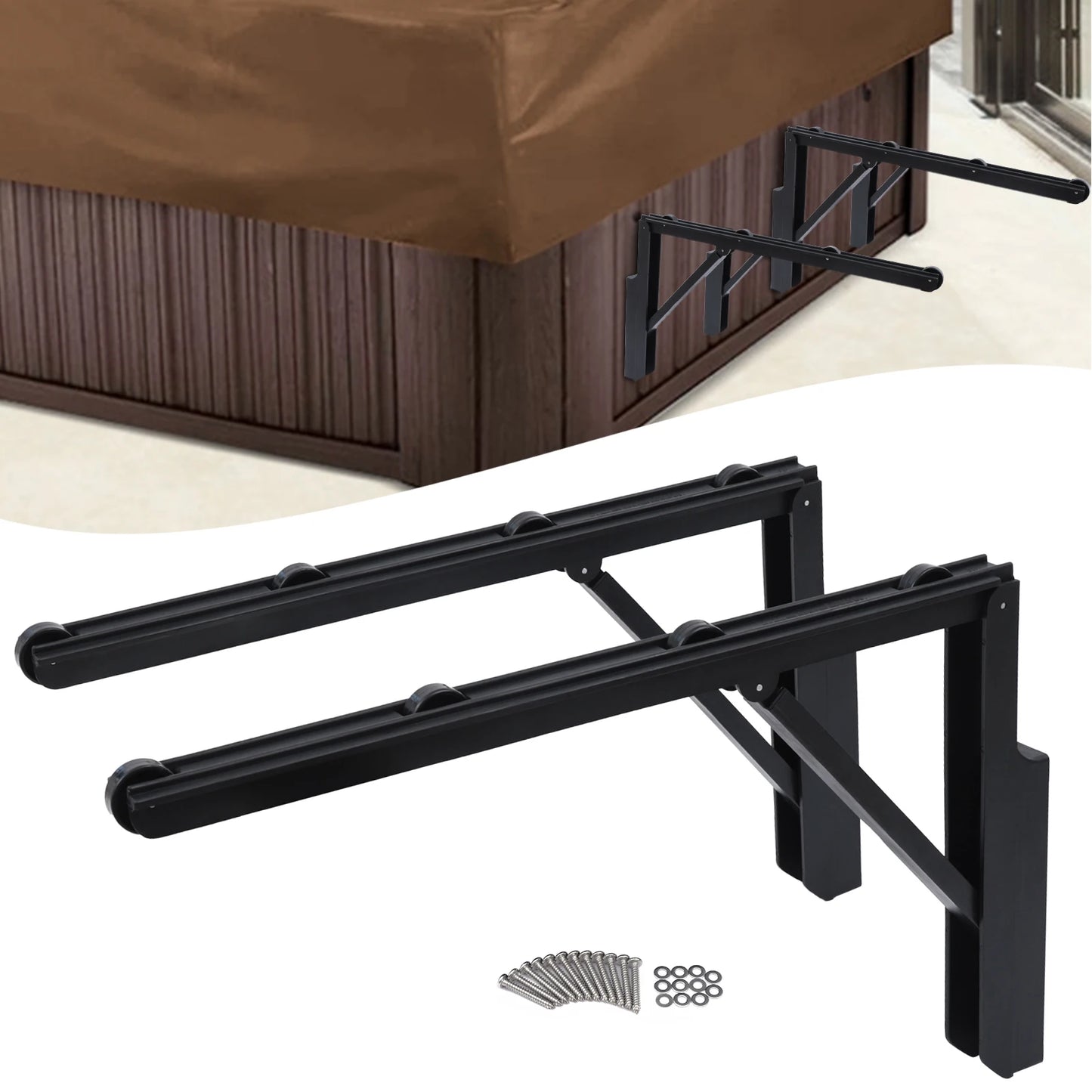 Compact Hot Tub Cover Lifter Rack 76cm 77lb Capacity for Easy Maintenance