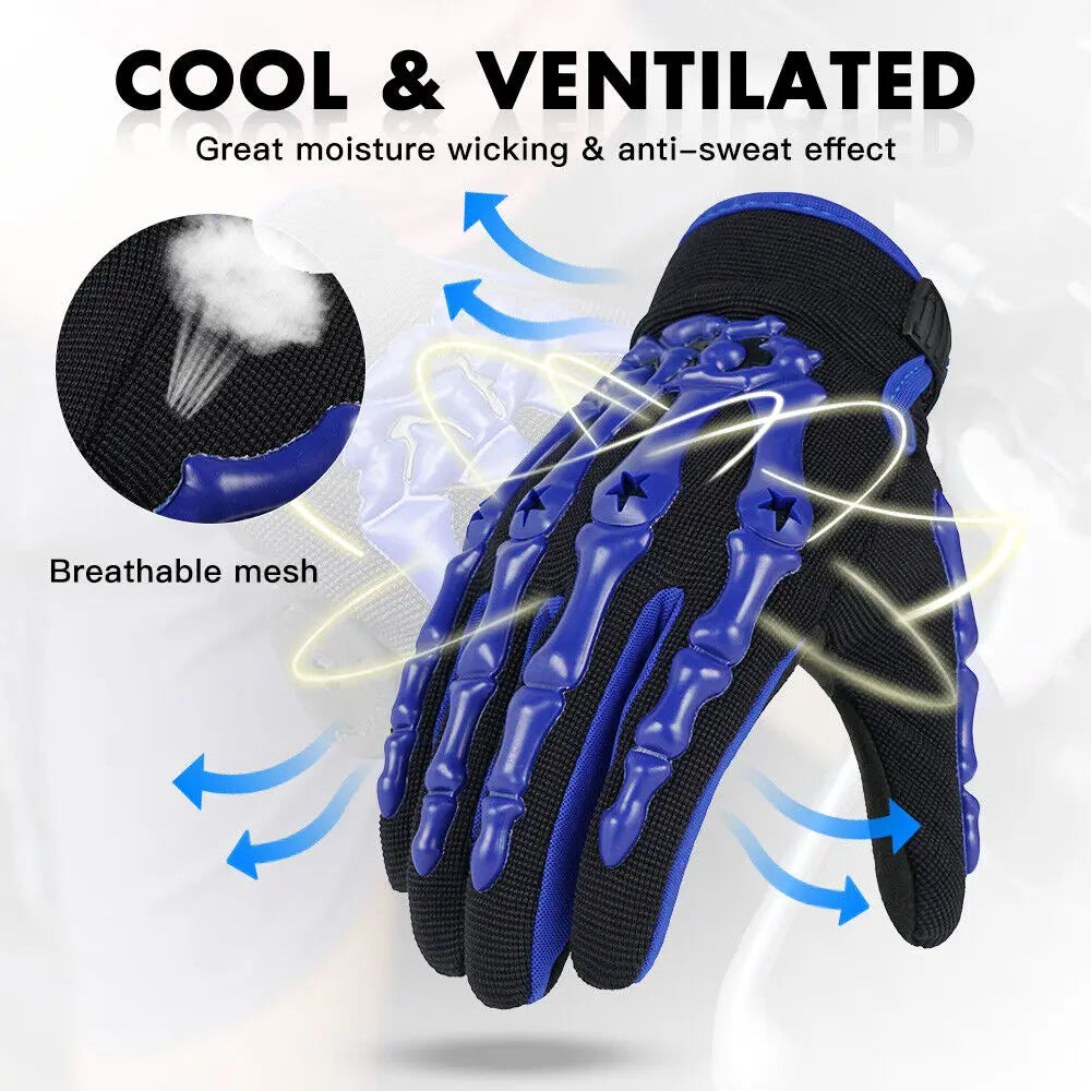 Motocross Gloves Motorcycle BMX MX ATV Dirt Bike Bicycle Skeleton Cycling Gloves for Men Women