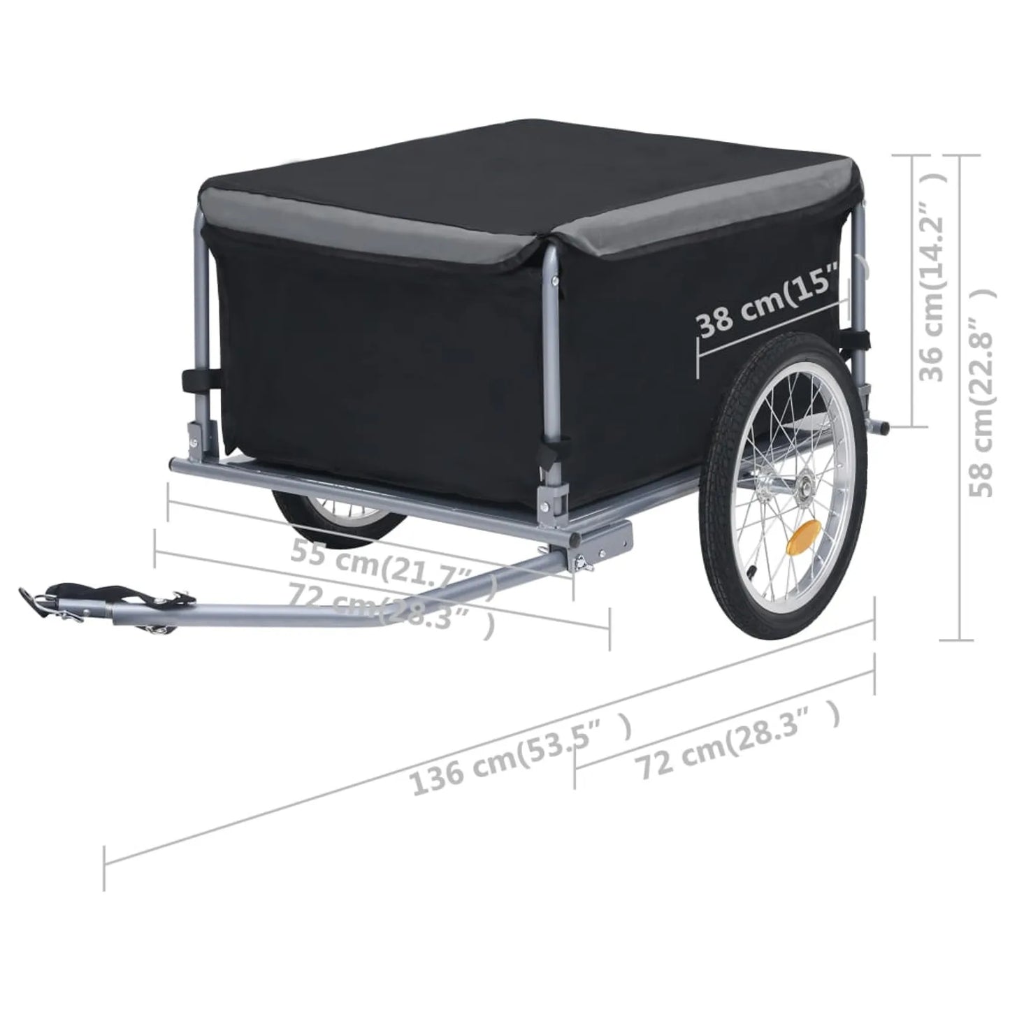 Foldable Bike Cargo Trailer Wagon Cart with Safe Reflectors and 65kg Capacity