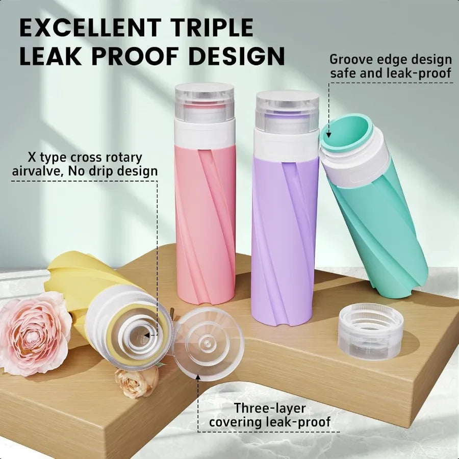 16 Pack Silicone Travel Bottles Set TSA Approved 3.4oz Leak Proof Toiletries Shampoo and Conditioner Essentials