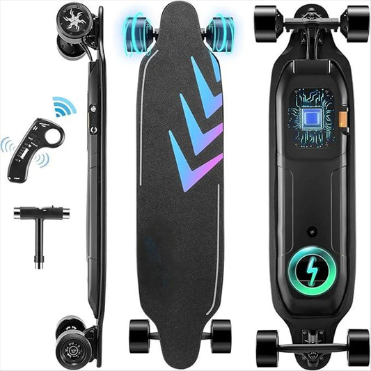 Caroma 38 Inch Electric Skateboard with Remote Control 1200W Brushless Motor 28 MPH Top Speed 300 lbs Max Load Safety Glow Paper