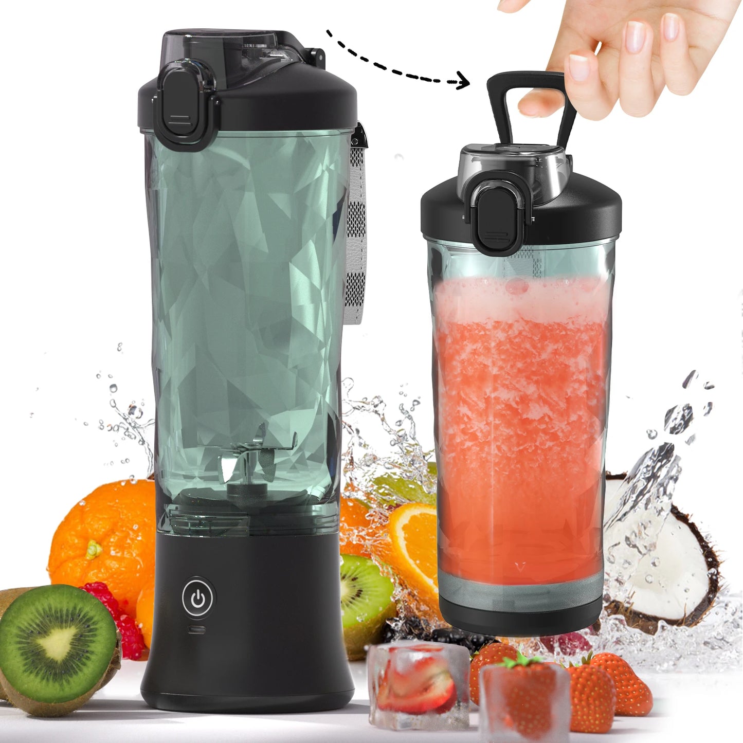 Portable Electric Blender 600ML USB Rechargeable Smoothie Maker and Juicer