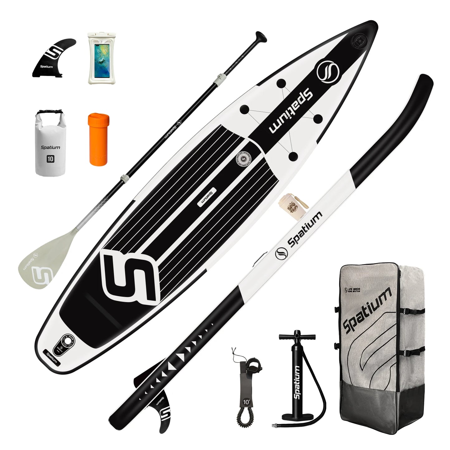 Spatium Touring Non Slip Inflatable Stand Up Paddle Board Kit With Pump Backpack