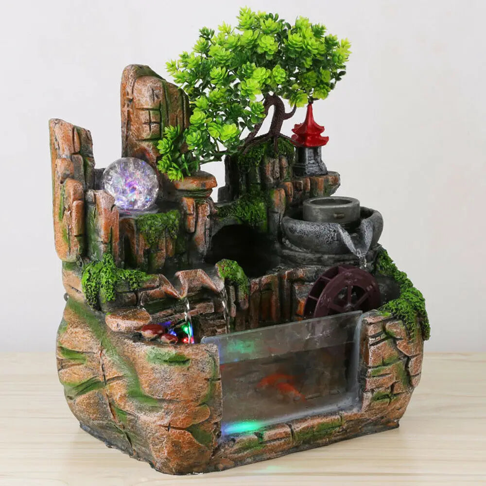 Resin Waterfall Desktop Fountain for Home and Office Decoration