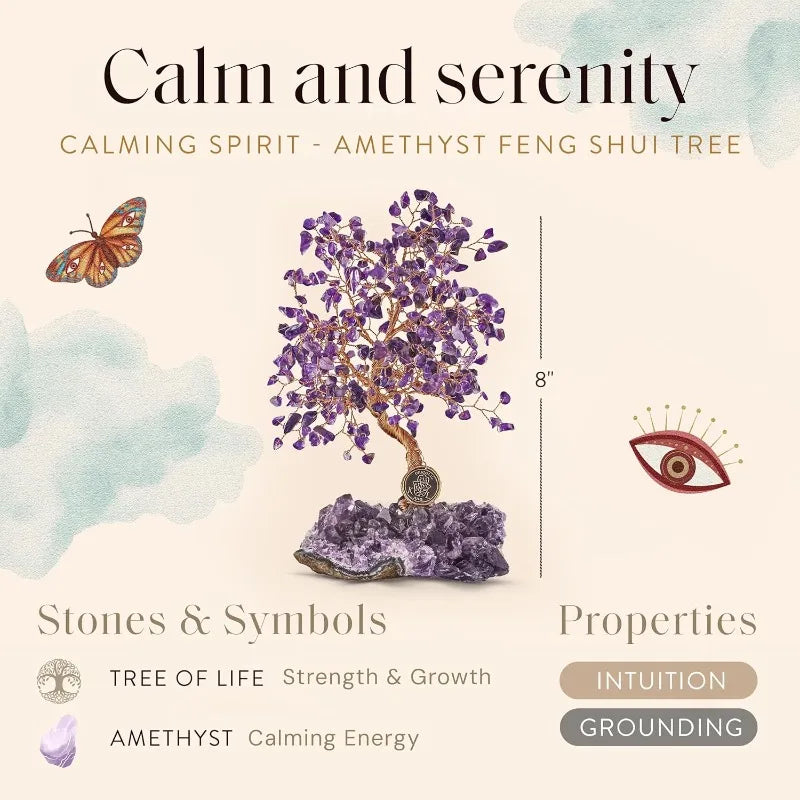 Real Amethyst Copper Wrapped Feng Shui Tree Of Life Decor