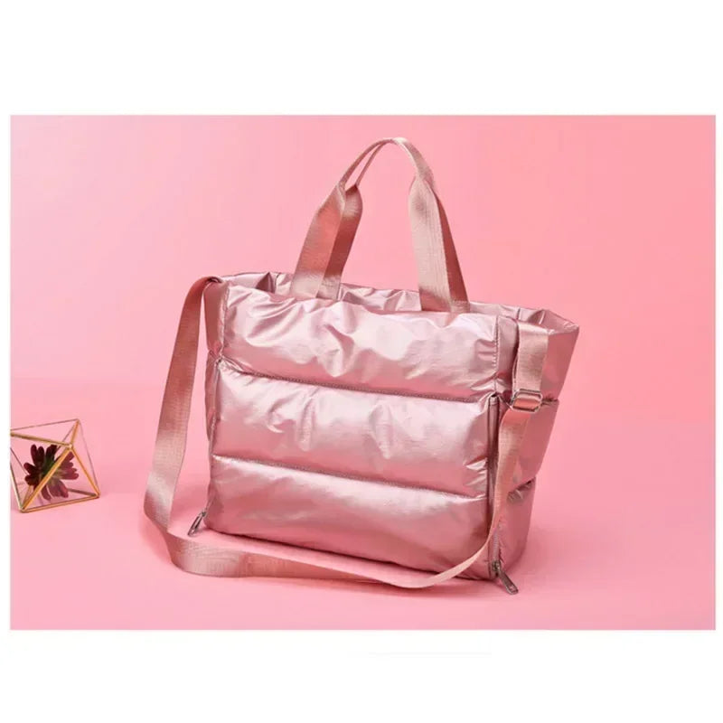 Women Pink Waterproof Gym Sports Bag Yoga Mat Travel Duffle Handbag