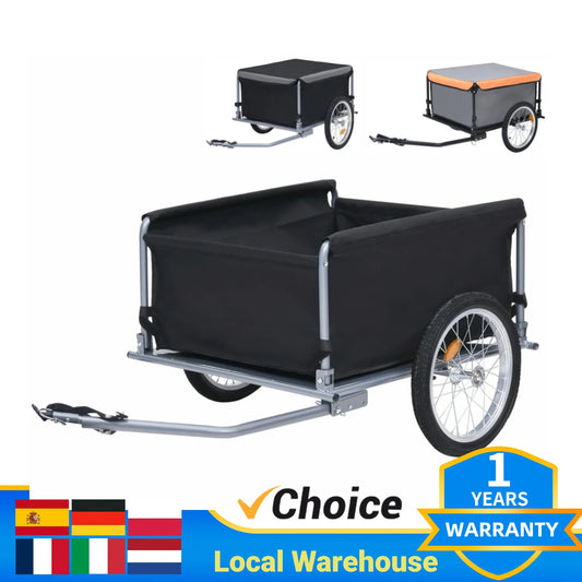 Foldable Bike Cargo Trailer Wagon Cart with Safe Reflectors and 65kg Capacity