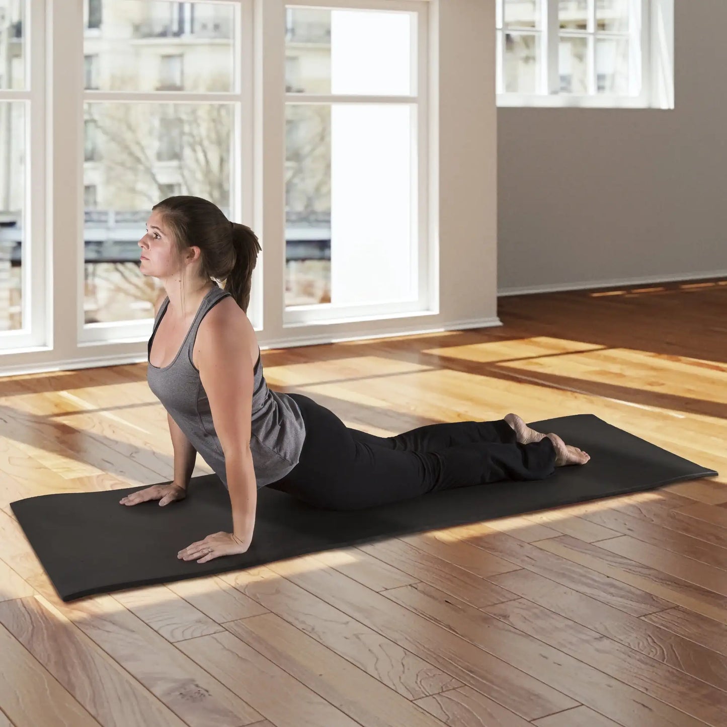 Extra Thick Non Slip Foam Yoga Mat With Carry Strap 72 X 24 Black