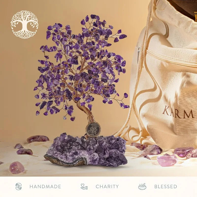 Real Amethyst Copper Wrapped Feng Shui Tree Of Life Decor