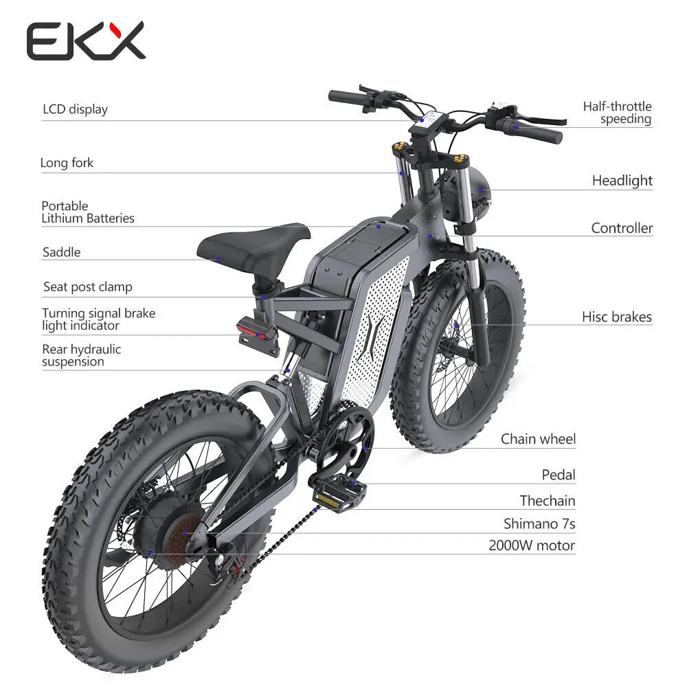 EKX X20 Electric Bicycle 48V 35AH Lithium Battery Adult Mountain Ebike 20 Inch