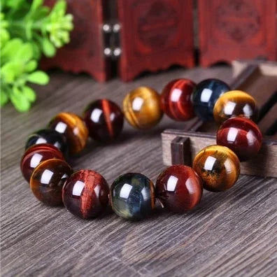 Tiger Eye Bracelet Natural Crystal Stone Buddha Bead for Unisex Couples